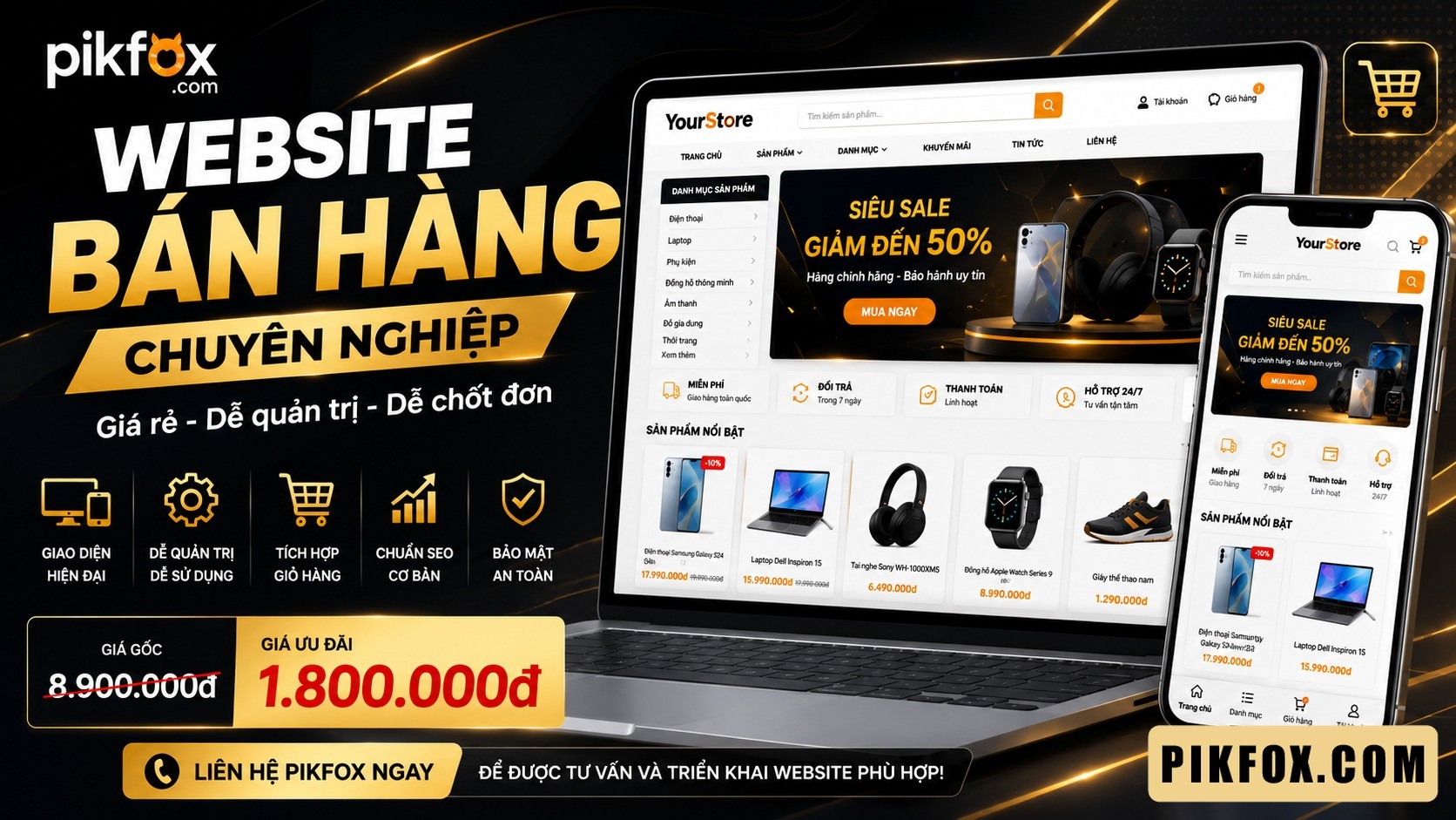 Làm website bán hàng giá rẻ cho shop - doanh nghiệp nhỏ và người mới kinh doanh
