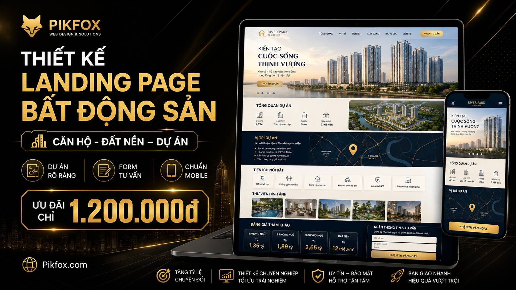 Thiết kế landing page bất động sản - dự án căn hộ - đất nền