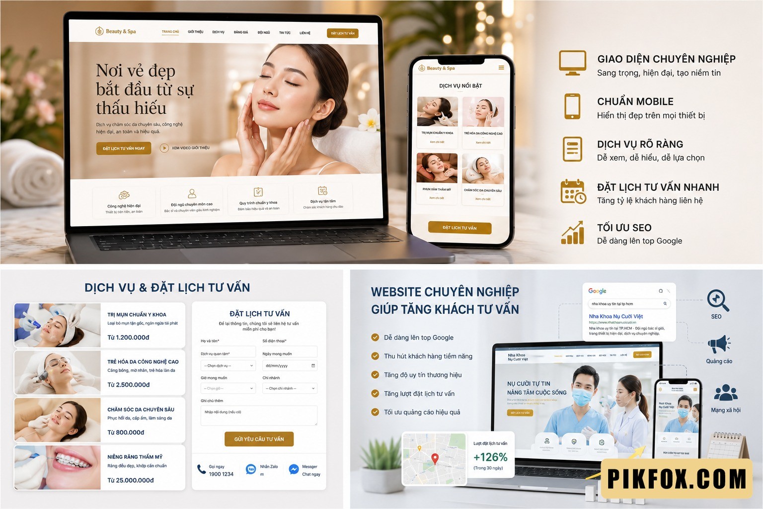 Thiết kế website spa - thẩm mỹ viện - nha khoa - phòng khám
